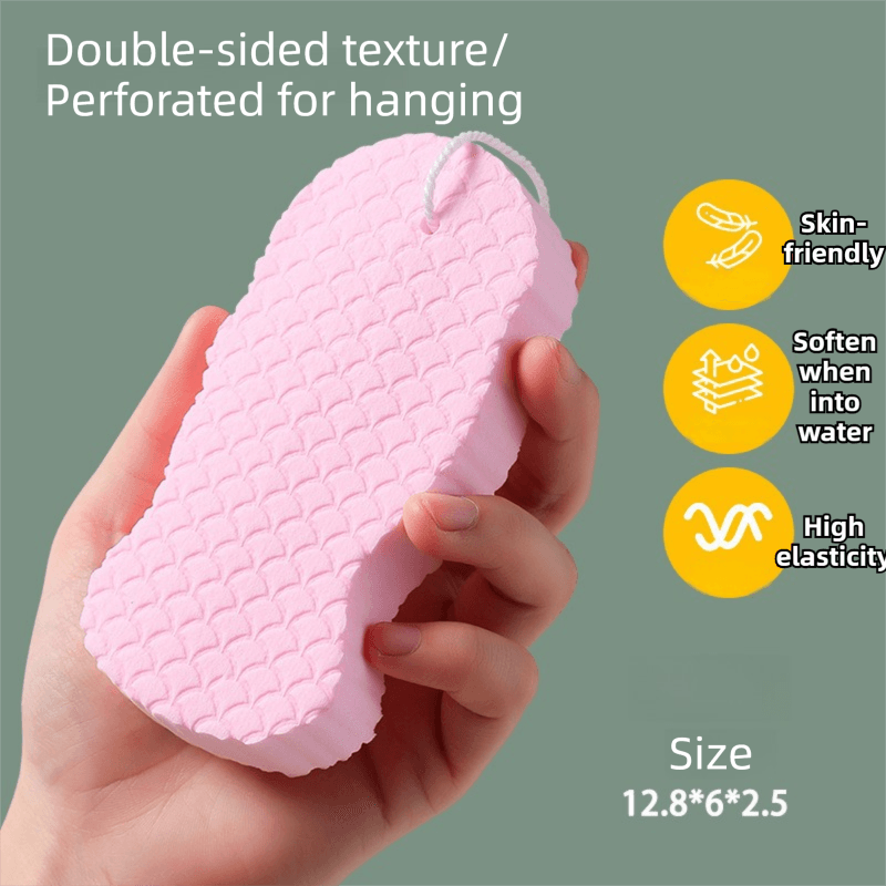 3-Piece Pink Nordic Style 3D Fish Scale Exfoliating Sponge - High Elasticity