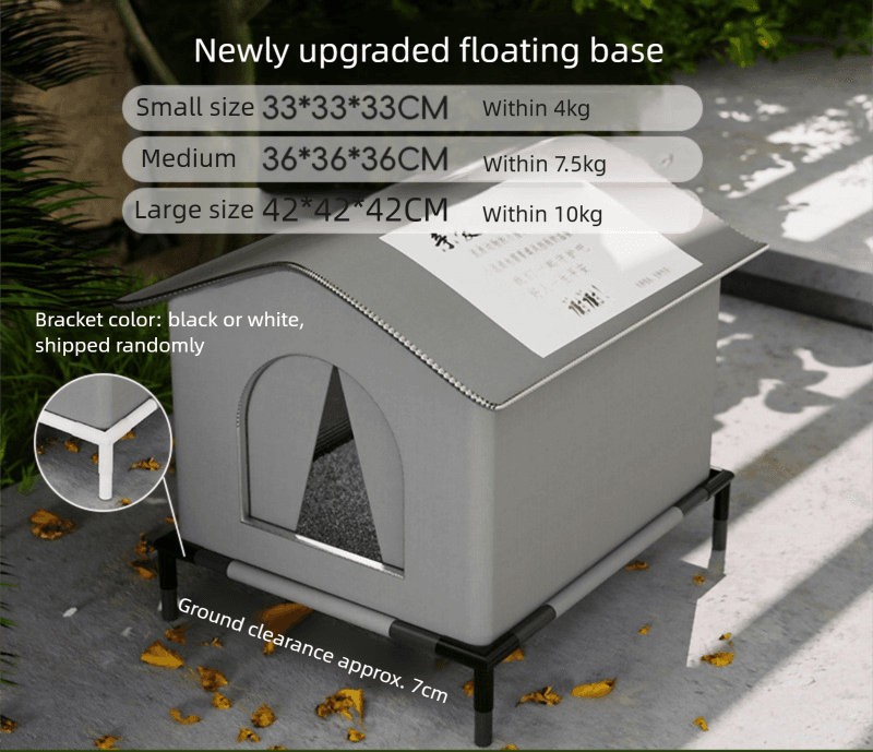 Large Size Elevated Indoor/Outdoor Pet Shelter (grey) - Large Size Grey