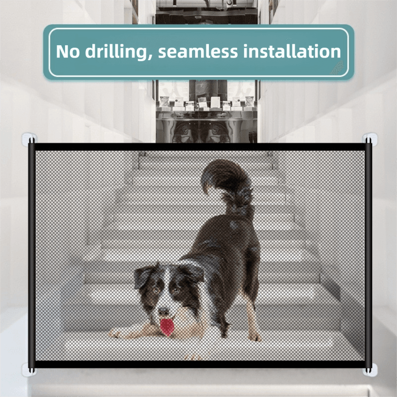 2-Pack Extra Wide Black No-Drill Pet Safety Barrier (180 × 72 cm) With Hooks
