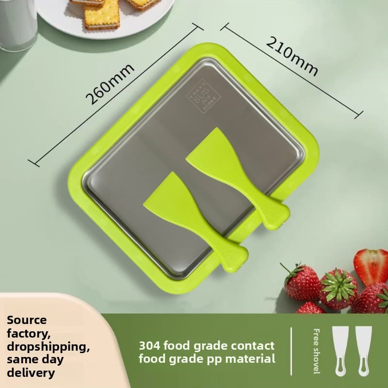 Green DIY Rolled Ice Cream Maker Pan Instant Frozen Yoghurt & Sorbet Tray