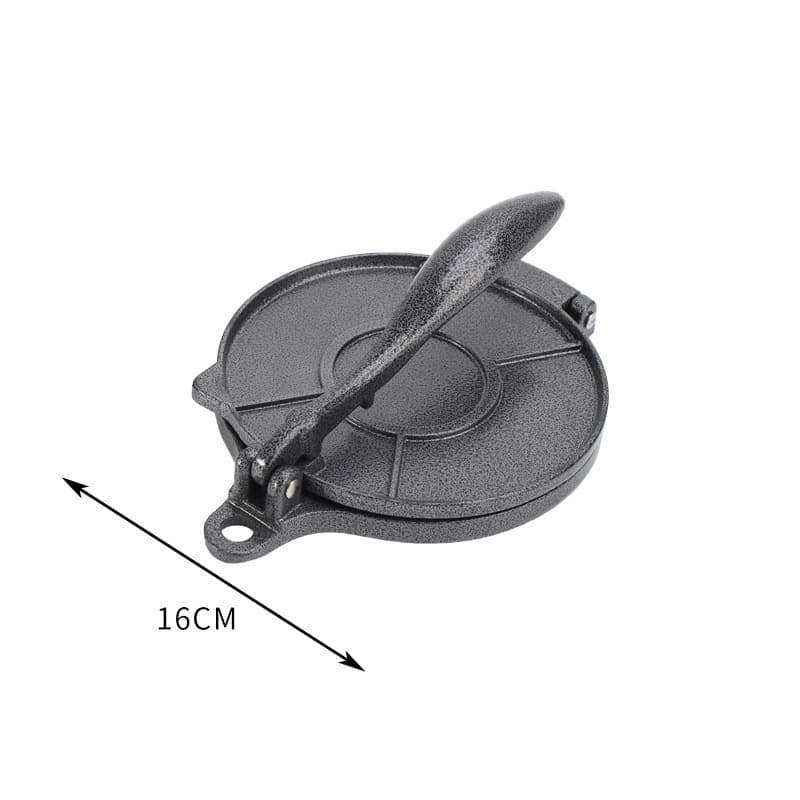 Black Manual Dough Press - Aluminum Alloy Cake & Tortilla Press - 16 cm