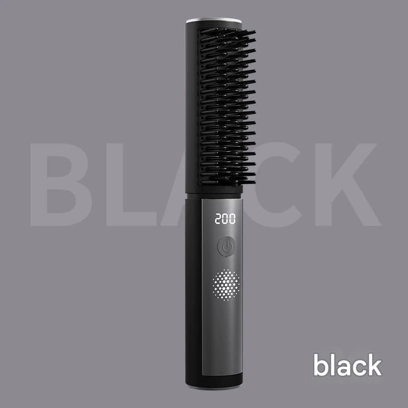 Cordless Hair Straightener Comb - 4 Temperature Settings, USB-C, PTC - Black