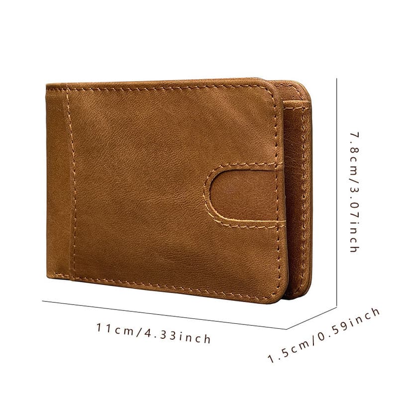 Brown Men's Genuine Leather Wallet Vintage Casual Short Bi-fold Cowhide
