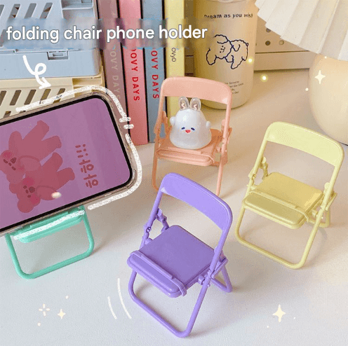 Color Mixing Mini Folding Chair Phone Stand - 4 Pack Desktop Holder