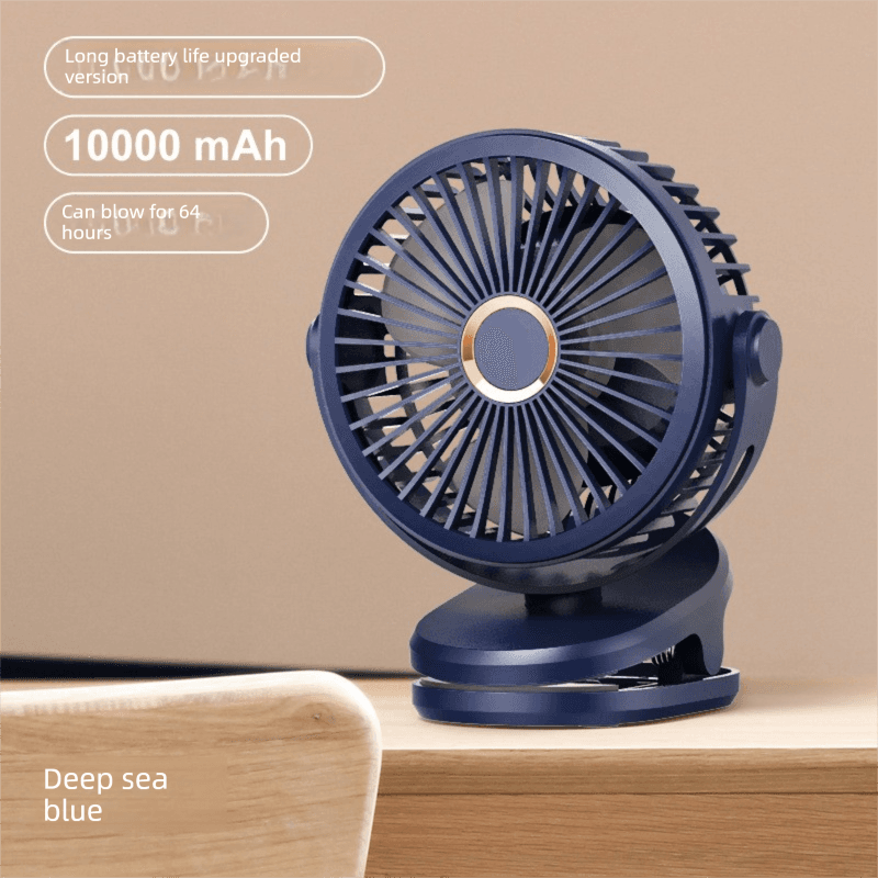 Deep Sea Blue 10000mAh Portable Clip on Fan with 720 Degree Rotation 4
