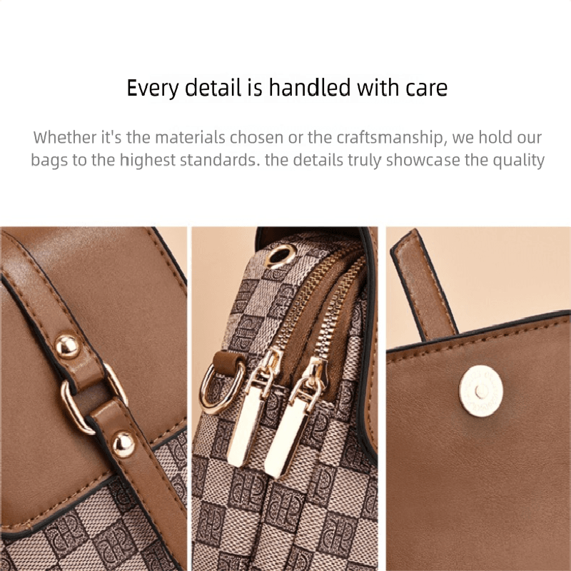 Brown rhombus Women's Mini Crossbody Phone Bag Compact - Brown Crossbody