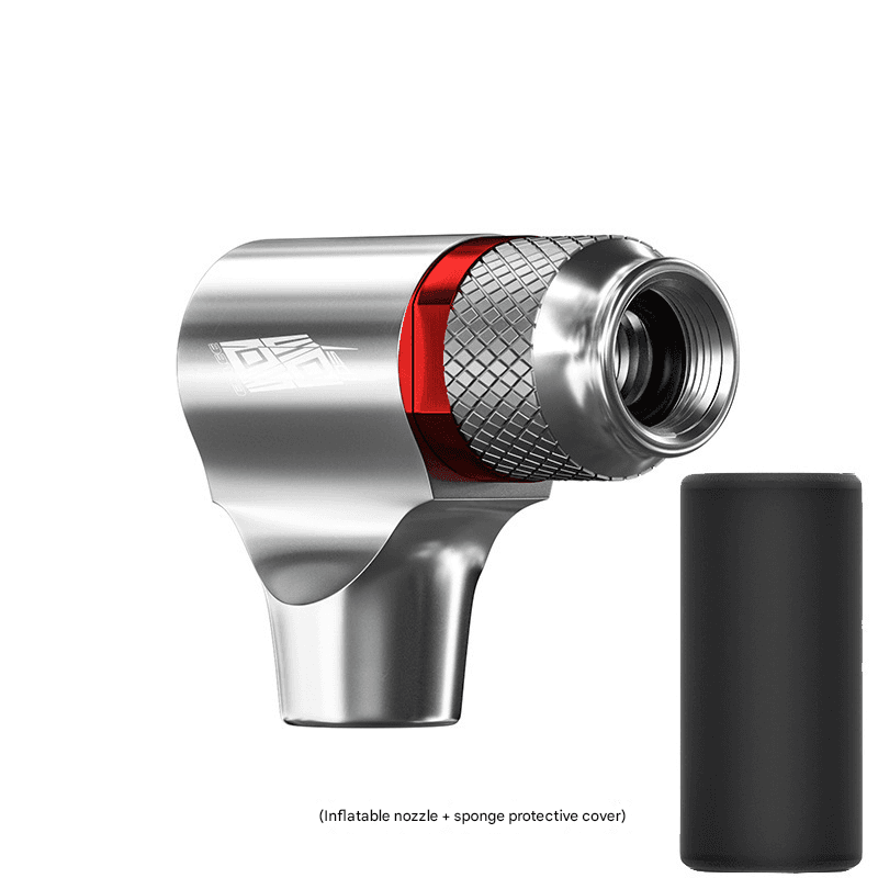 Silver Portable CO2 Bike Tire Inflator with Nozzle - Quick Inflation