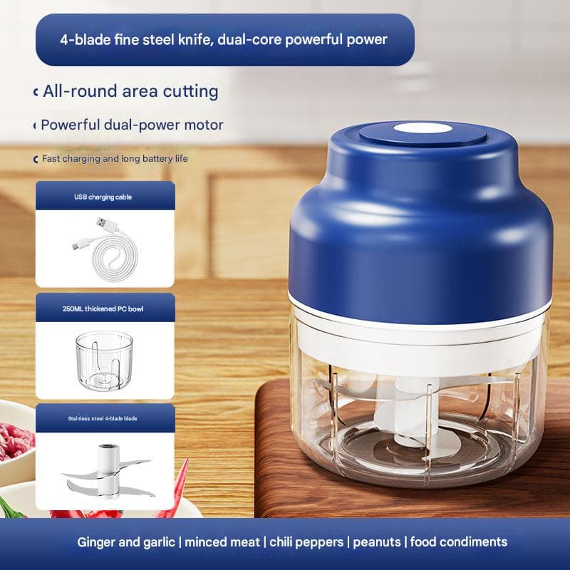 Powerful Mini Electric Food Chopper - USB Rechargeable - Size 250 ml