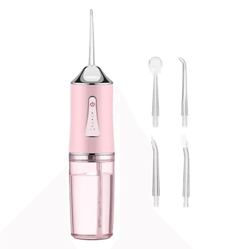 Pink Portable Water Flosser Oral Irrigator with 230 ml - Pink Waterproof