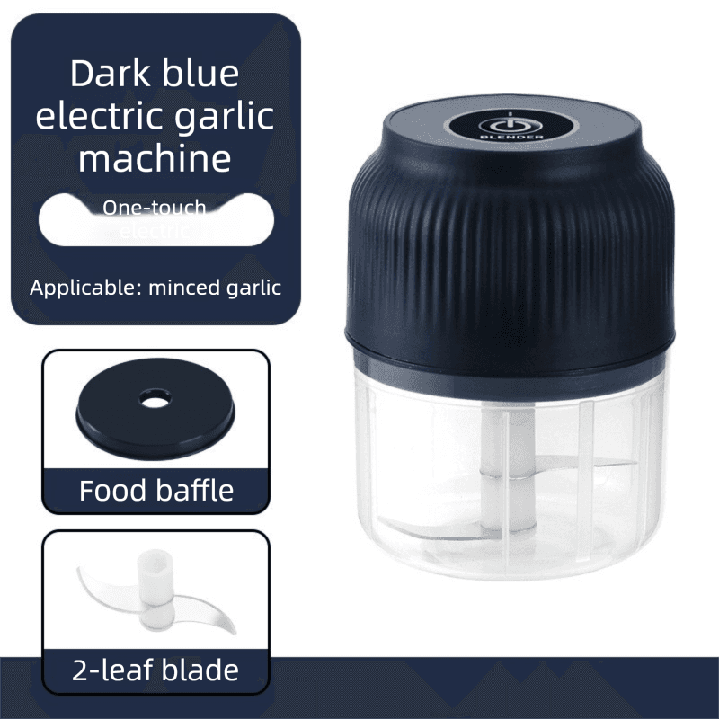2-Leaf blade Blue Wireless Electric Garlic Chopper 300 ml Portable Mini Food