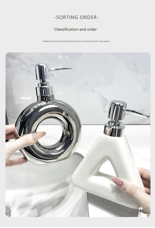 Modern Ceramic Soap & Lotion Dispenser - Unique Geometric Designs, 300 ml