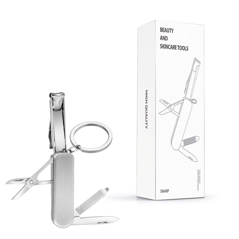 2-PCS Original steel colour 5-in-1 Foldable Stainless Steel Nail Clipper