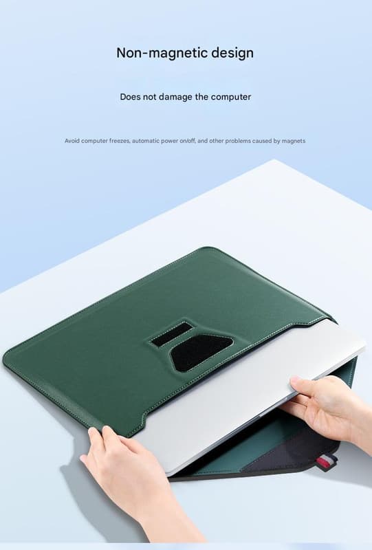 3-in-1 PU Leather Laptop Sleeve with Stand & Mouse Pad + Accessory - Black