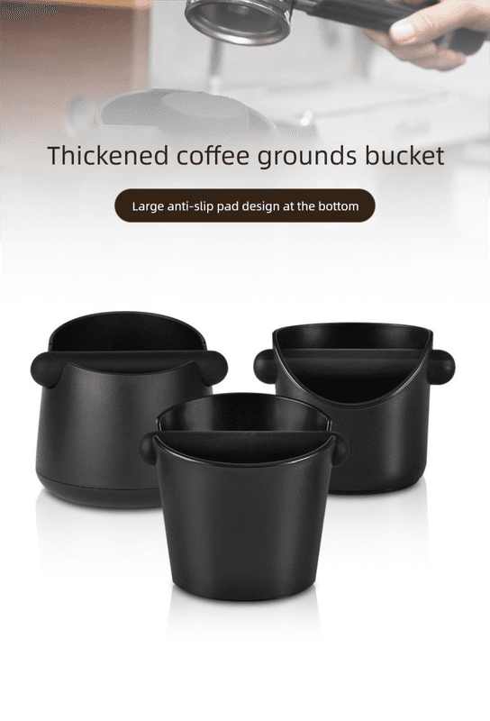 Wide Base Espresso Knock Box Coffee Grounds Waste Bin with Anti-Slip Pad