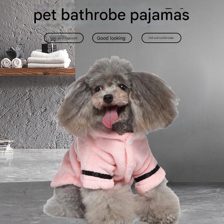 Army green Cozy Pet Bathrobe Sleepwear - Plush Fleece Dog Robe - Size:L