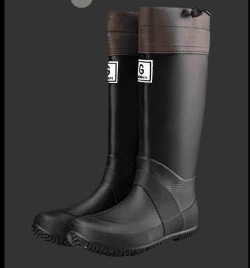 36# Black Foldable Knee-High Rain Boots - Packable Waterproof Non-Slip