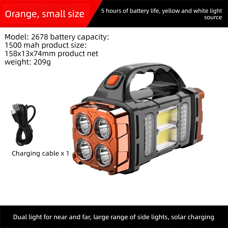 Gold Solar Powered LED Camping Lantern and Flashlight Rechargeable Portable