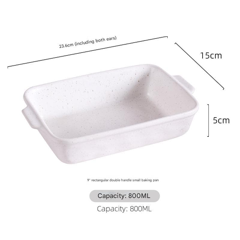 White Speckled Ceramic Rectangular Baking Dish - 800 ml Oven & Microwave
