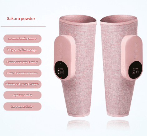Two-piece Pink Portable Leg Air Pressure Massager with Constant Heat
