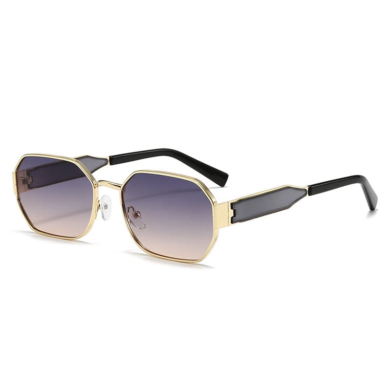 Gold Frame and Grey Lenses Modern Retro Geometric Sunglasses - Gold Grey