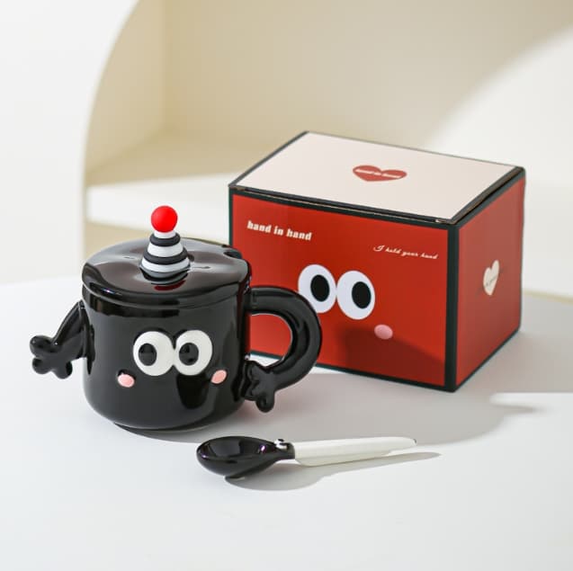 Black Quirky Ceramic Couples Mug Set - Fun and Unique Gift for Weddings
