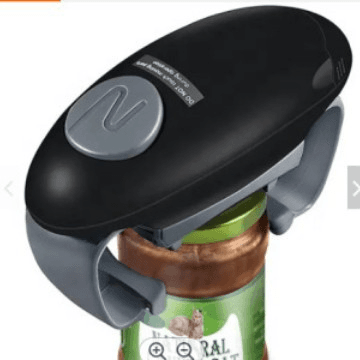 Black Upgraded One-Touch Electric Can Opener - Dual-Handle Design, Automatic