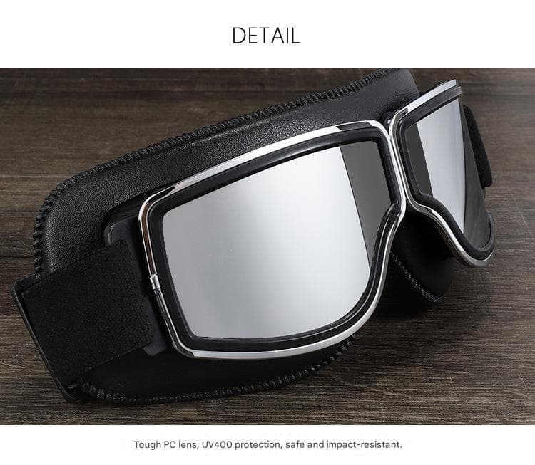 Retro Motorcycle Goggles - Windproof, UV400 Protection, Anti-Impact PC