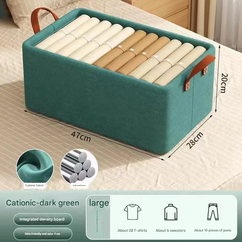 2-Piece Foldable Fabric Storage Bin with Steel Frame & Handles - 26L - Green