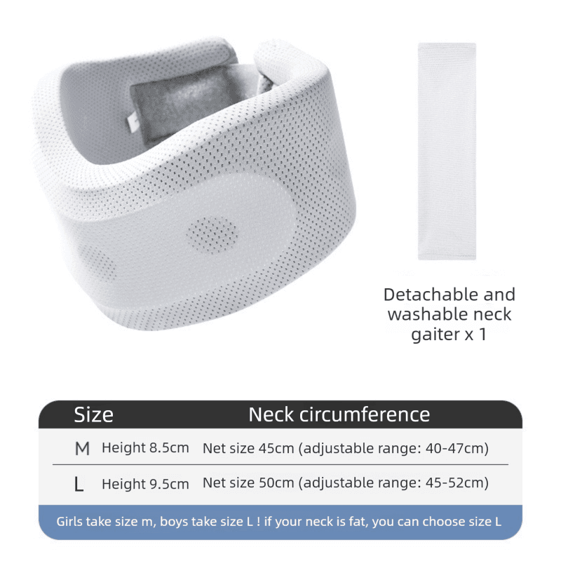 Grey Adjustable Cooling Jelly Core Neck Brace with Washable Cover - M Size