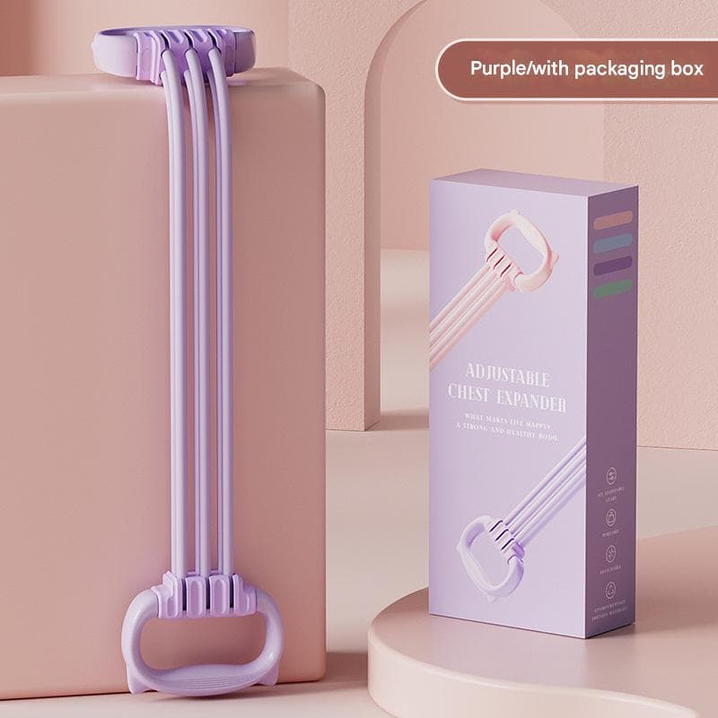 Purple Adjustable Resistance Chest Expander with 6 Levels - Cat Ear Puller