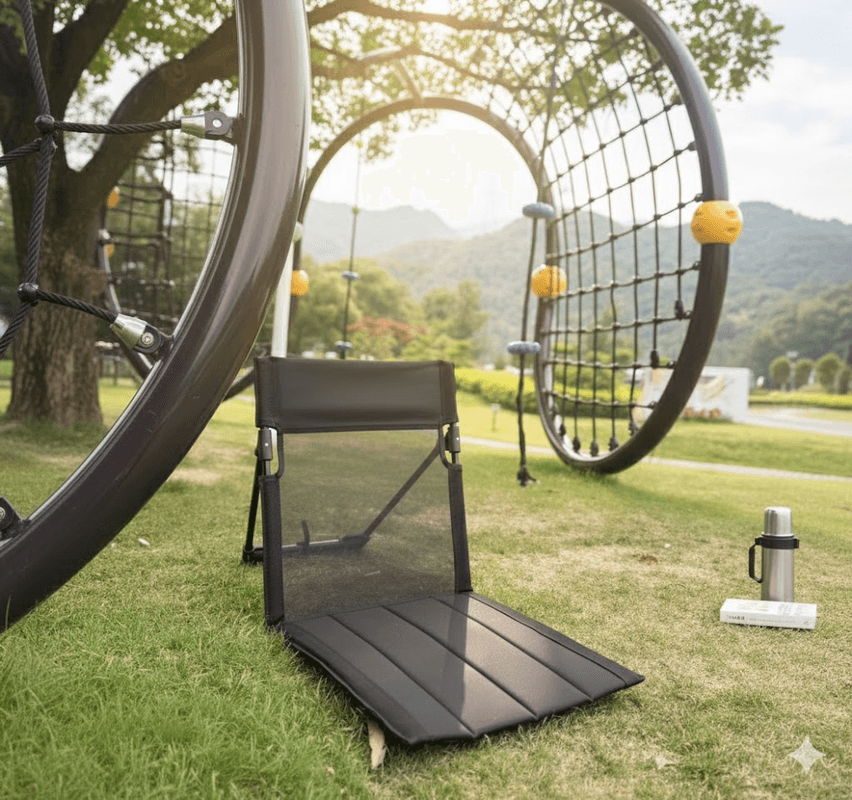 Portable Ground Chair with Back Support - Foldable Outdoor Floor Seat