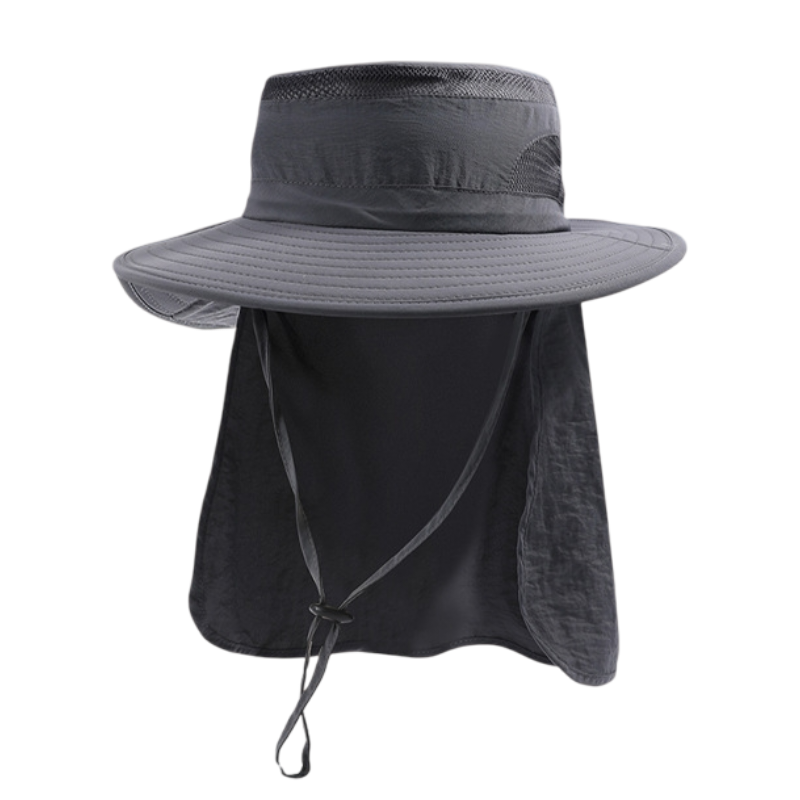 2-Pack Dark Grey Men's Adjustable Sun Protection Hat - Wide Brim, Deep