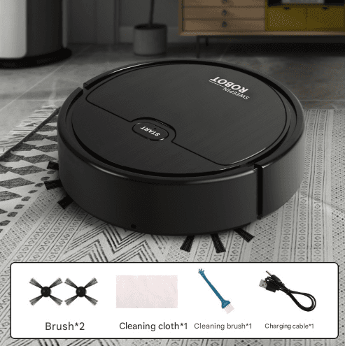 Black 3-in-1 Smart Robot Vacuum Cleaner - Automatic Sweeping, Mopping