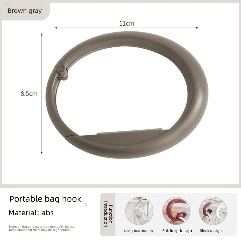 2-Piece Portable Purse Bag Hook Hanger Table Edge Holder Brown gray Foldable
