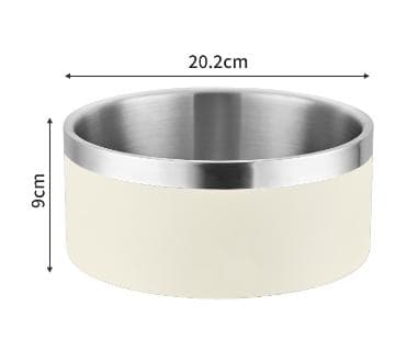 Beige and Silver 304 Stainless Steel Pet Bowl (64oz) - Beige And 64oz