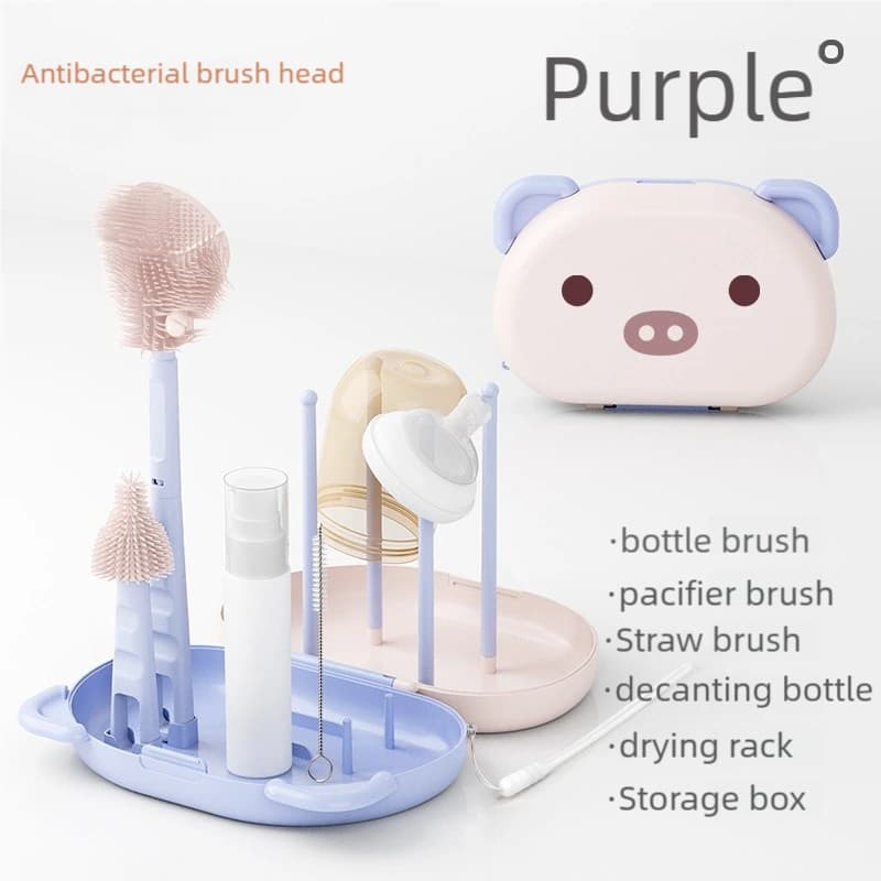 2-Piece * Effortless & Hygienic Portable Baby Bottle Cleaning Set (Purple)