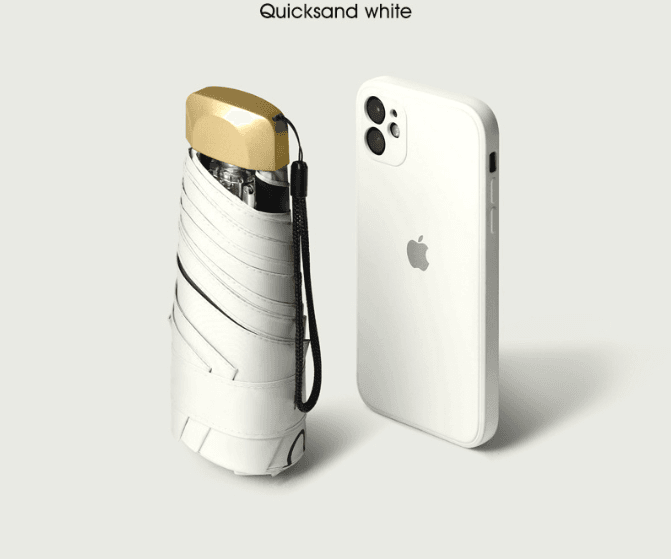 Compact Mini Pocket Umbrella UPF50+ Sun Protection - Quicksand White