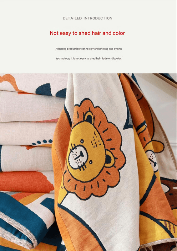 Cartoon Animal Print Gauze Bath Towel - 70 × 140 - Big round flower 70*140