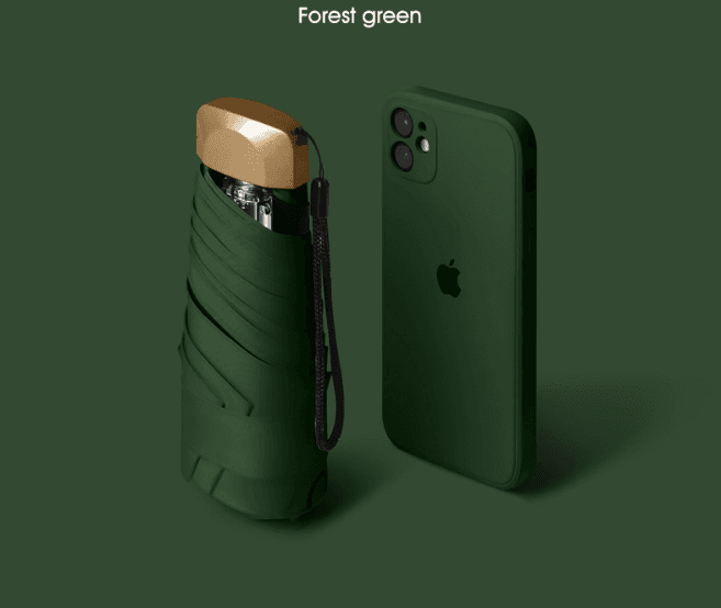 Compact Mini Pocket Umbrella UPF50+ Sun Protection - Forest Green