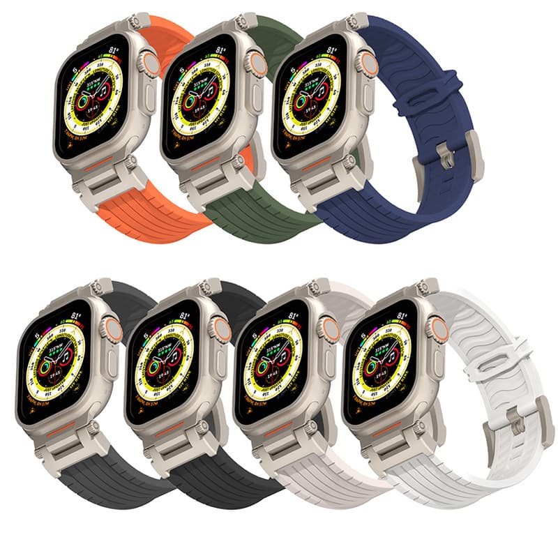 Black Rugged Tactical Silicone Strap for Apple Watch Ultra & Series