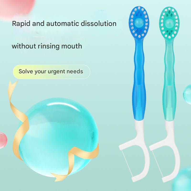 4-in-1 Disposable Travel Toothbrush with Flavor Burst Bead (Mint flavor)