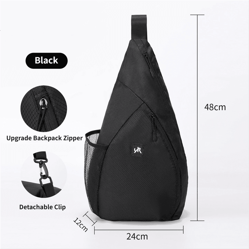Black Pickleball & Racket Sports Sling Bag with Expandable High-Capacity