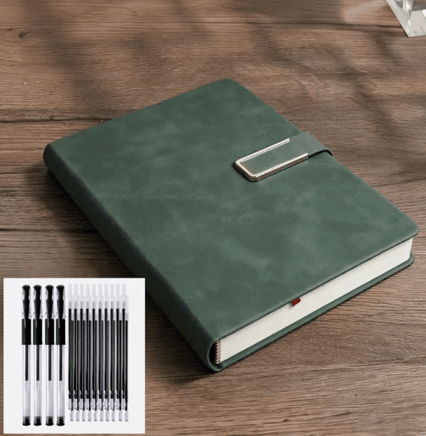 25-Piece A5 Business Notebook Set - Soft PU Leather Journal with 4 Pens