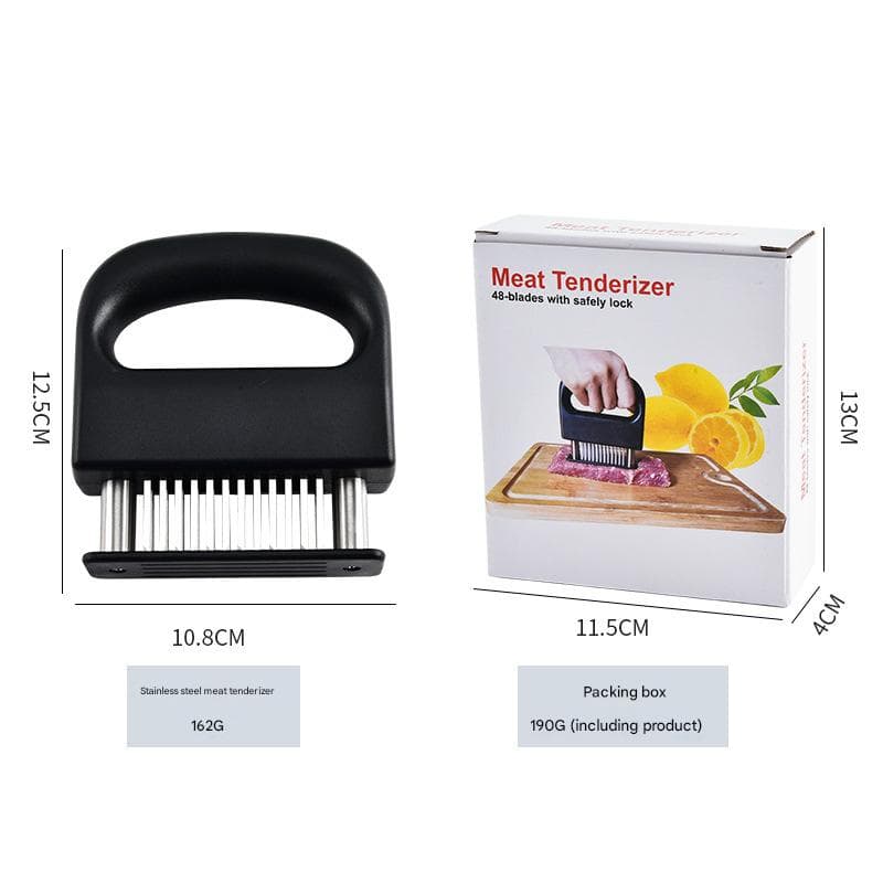 Professional Meat Tenderizer Tool - 48 Stainless Steel Blades with Safety