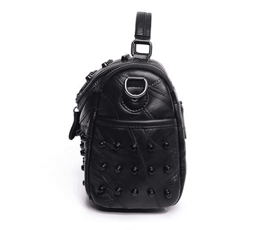 Women's Black Studded Handbag Soft PU Leather Crossbody Shoulder Bag