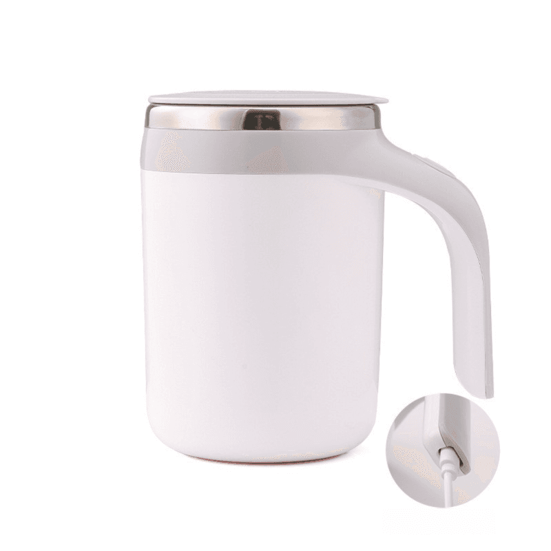 380 ml White Magnetic Self-Stirring Coffee Mug - USB Charging, Leak-Proof