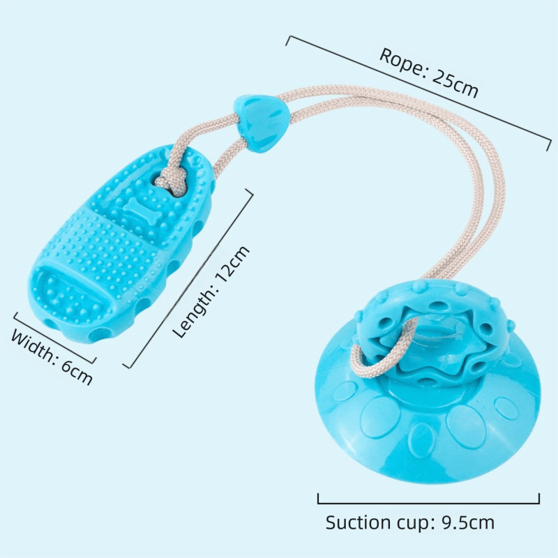 Blue Slipper-Style Dog Toy - Suction Cup Design:, Chew-Resistant Teether