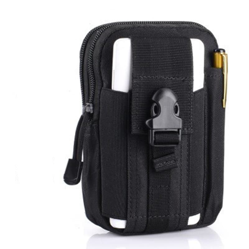 Black Tactical Molle Waist Bag Waterproof Phone Pouch for 6 inch Smartphones