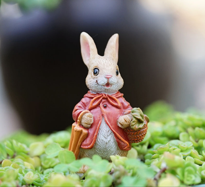 Garden Style "Raincoat Bunny" Succulent Planter Decoration - Rabbit Animal