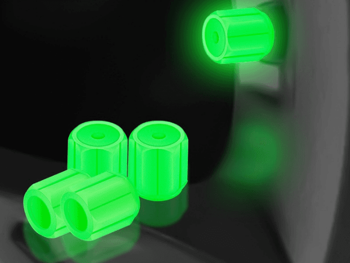 2 Packs of 4 Green Luminous Tyre Valve Caps Glow in The Dark Universal Wheel